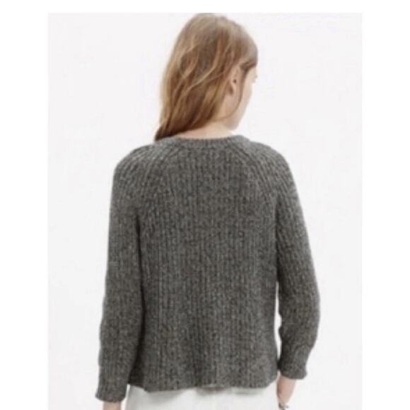 Madewell Gray Linen Blend Swing Crop Marled Sweater C0358 Size Large - Picture 3 of 11